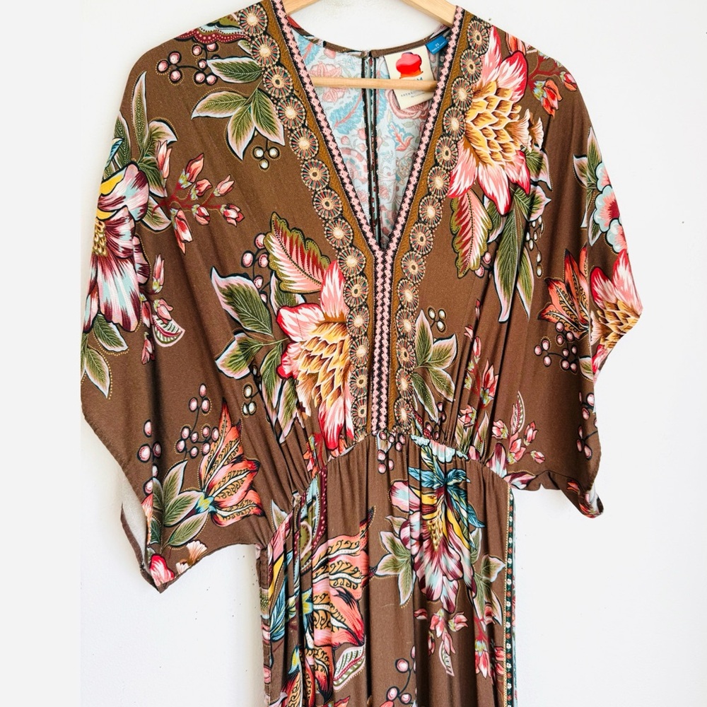 FARM Rio Brown Floral V-Neck Maxi Dress - Picture 8 of 13